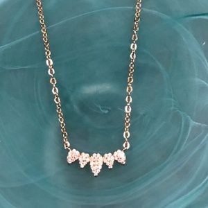 Gold 5-Teardrop Pave Necklace